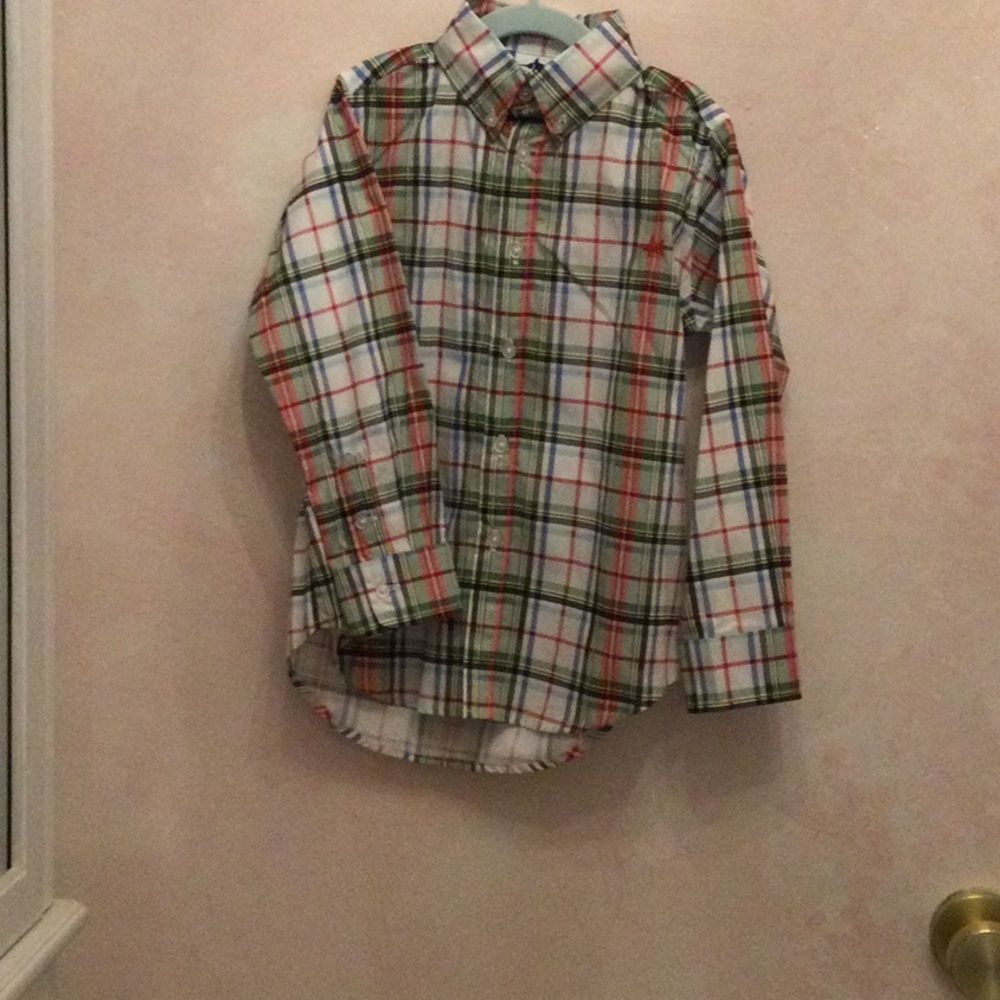 Boys White Plaid Button-Down Shirt - Classic Long Sleeve